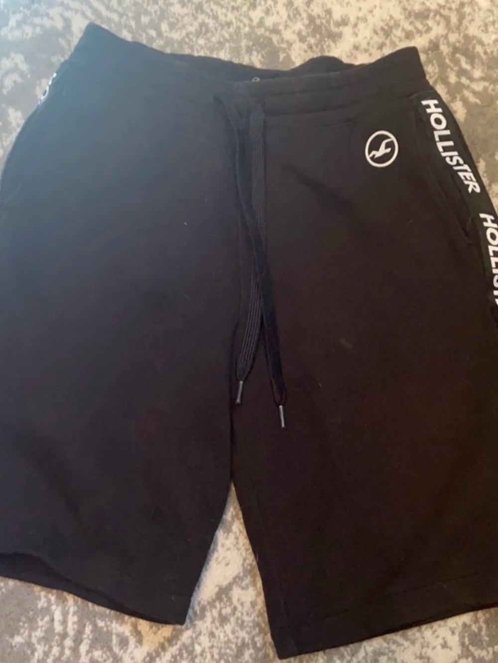 Hollister Men’s Black Logo Drawcord Athletic Shorts